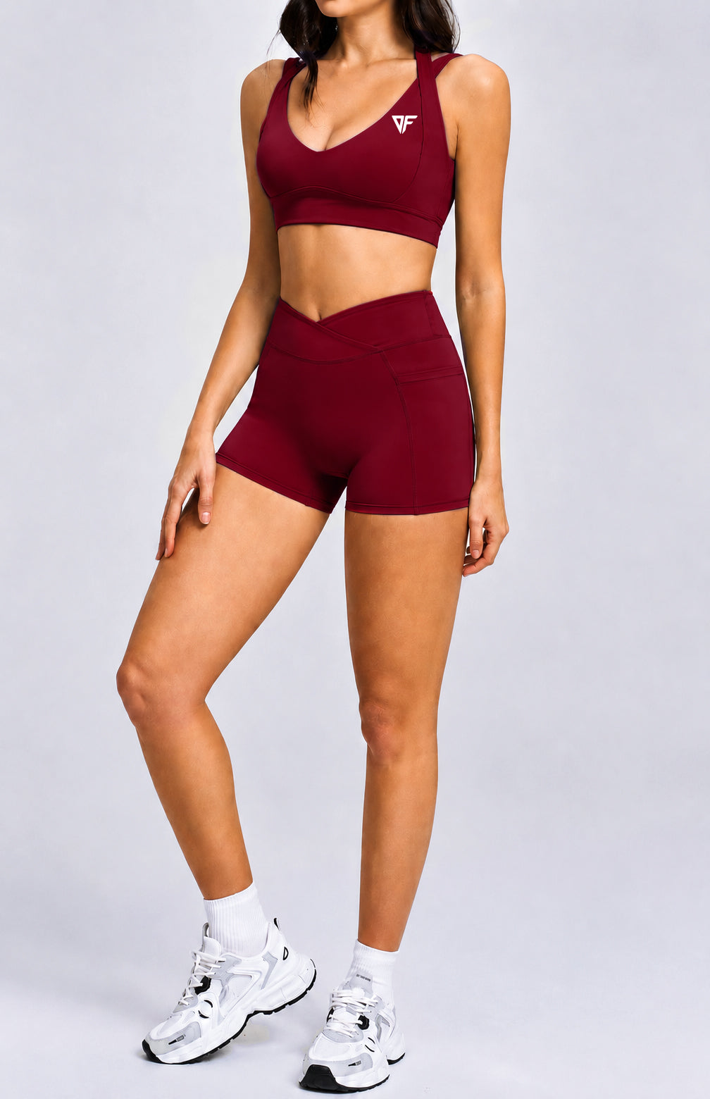 DFER Sculpt Short Set – Burgundy Wine